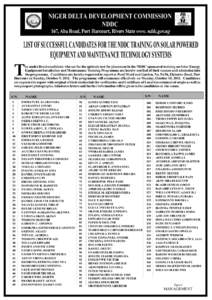 list of NDDC solar powered trainees