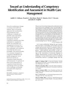 Toward an Understanding of Competency Identification and Assessment in Health Care Management 14