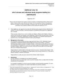 Additional rules for short certificate courses and individual study programs September 2011 EBAdditional rules1 for short courses and individual study programs leading to a