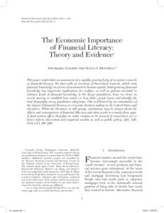 Journal of Economic Literature 2014, 52(1), 1–40 http://dx.doi.orgjelThe Economic Importance of Financial Literacy: Theory and Evidence