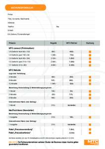 BUCHUNGSFORMULAR Firma Titel, Vorname, Nachname Adresse Telefon
