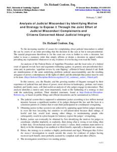 Dr. Richard Cordero, Esq.  Ph.D., University of Cambridge, England  M.B.A., University of Michigan Business School   D.E.A., La Sorbonne, Paris   59 Crescent Street, Brooklyn, NY 11208‐1515 