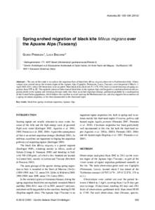 Avocetta 36: Spring arched migration of black kite Milvus migrans over the Apuane Alps (Tuscany) Guido Premuda1, Luca Baghino2 Oetlingerstrasse 171, 4057 Basel (Switzerland) ()