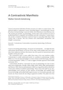 Social Epistemology Vol. 22, No. 3, July–September 2008, pp. 257–270 A Contrastivist Manifesto Walter Sinnott-Armstrong