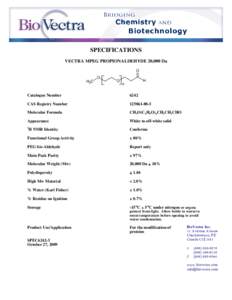 SPECIFICATIONS VECTRA MPEG PROPIONALDEHYDE 20,000 Da O O H3C