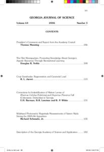 105  GEORGIA JOURNAL OF SCIENCE Volume[removed]