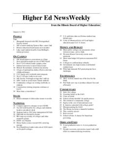 Higher Ed NewsWeekly from the Illinois Board of Higher Education January 6, 2011 PEOPLE Page