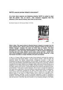 Military / Politics of Italy / Years of Lead / Stay-behind / Strategy of tension / Giulio Andreotti / Felice Casson / Counter-Guerrilla / NATO / Operation Gladio / Anti-communism / War