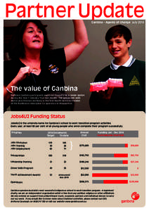 Partner Update Ganbina - Agents of change July 2014 The value of Ganbina Eighteen Ganbina participants explored dentistry as a career option during the Year 7 Industry Tour last month. The group met with