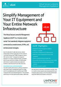 vSLM Virtual Secure Lantronix Medical Device Server Management