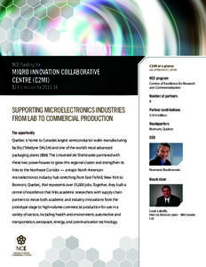 NCE funding for  MIQRO INNOVATION COLLABORATIVE CENTRE (C2MI) $14.1 million for[removed]