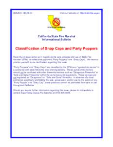 ISSUED: [removed]Visit our website at: http://osfm.fire.ca.gov California State Fire Marshal Informational Bulletin