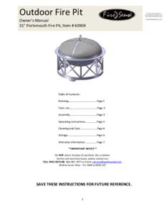 Outdoor Fire Pit Owner’s Manual 31