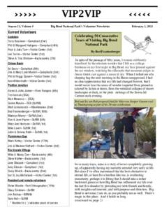 VIP2VIP  >>>>> Season 12, Volume 5  Big Bend National Park’s Volunteer Newsletter