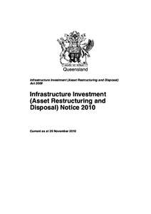 Queensland Infrastructure Investment (Asset Restructuring and Disposal) Act 2009 Infrastructure Investment (Asset Restructuring and