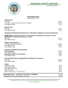 FRANKLIN COUNTY AUDITOR Matt Beaton, Auditor RECORDING FEES Effective June 12, 2014