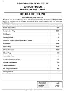 Lewisham west euro results 1999