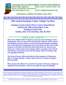 Jennings County Soil & Water Conservation DistrictN State Highway 7 · North Vernon, IndianaPhone: Extension 3 www.jenningsswcd.org