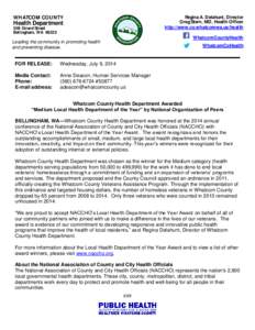 Washington / Geography of the United States / Health department / Lake Whatcom / Whatcom Peace & Justice Center / Bellingham /  Washington / National Association of County and City Health Officials / Whatcom County /  Washington