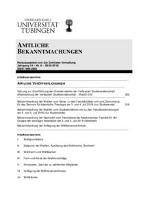 AMTLICHE BEKANNTMACHUNGEN Herausgegeben von der Zentralen Verwaltung Jahrgang 44 – Nr. 8 – ISSNInhaltsverzeichnis
