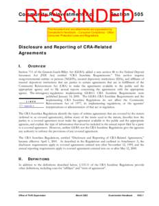 Examination Handbook 1505, Disclosure and Reporting of CRA-Related Agreement, March 2002