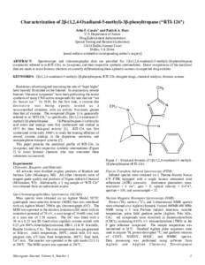 Characterization of 2β-(1,2,4-Oxadiazol-5-methyl)-3β-phenyltropane (“RTI-126”) John F. Casale* and Patrick A. Hays U.S. Department of Justice Drug Enforcement Administration Special Testing and Research Laboratory 