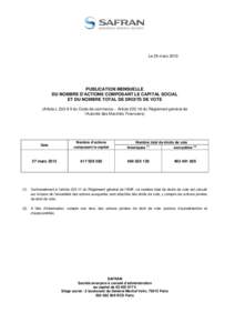 Décalration actions et droits de vote au 27 mars 2013