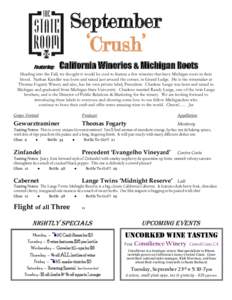 September ‘Crush’ Featuring: California Wineries & Michigan Roots