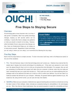 OUCH! | October[removed]IN THIS ISSUE... •	 Overview •	 Five Key Steps
