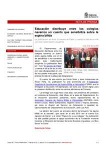 NOTA DE PRENSA  ECONOMÍA, HACIENDA, INDUSTRIA Y EMPLEO  Educación distribuye entre los colegios