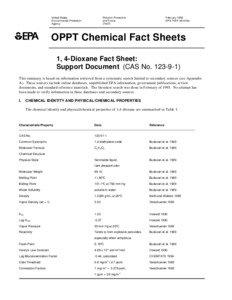 US EPA, OPPT Chemical Fact Sheets: Dioxane Fact Sheet: Support Document