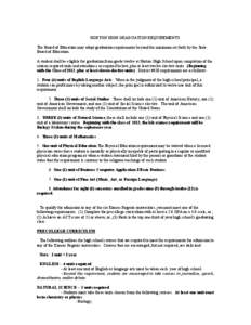 HORTON HIGH GRADUATION REQUIREMENTS The Board of Education may adopt graduation requirements beyond the minimum set forth by the State Board of Education. A student shall be eligible for graduation from grade twelve at H