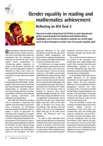 EFA  Gender equality in reading and mathematics achievement Reflecting on EFA Goal 5 © UNESCO/D. ROGER