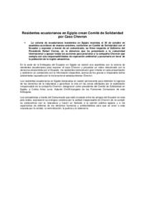 COMUNICADO DE LA COLONIA DE ECUATORIANOS RESIDENTES EN EGIPTO