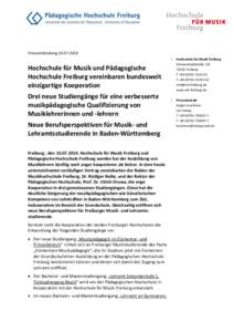 Pressemitteilung[removed] | Hochschule für Musik Freiburg Schwarzwaldstraße[removed]Freiburg