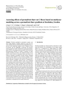 Biogeosciences, 11, 4753–4770, 2014 www.biogeosciences.netdoi:bg © Author(sCC Attribution 3.0 License.  Assessing effects of permafrost thaw on C fluxes based on multiyear