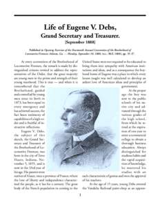 BLF: Life of Eugene V. Debs [Sept[removed]Life of Eugene V. Debs, Grand Secretary and Treasurer.