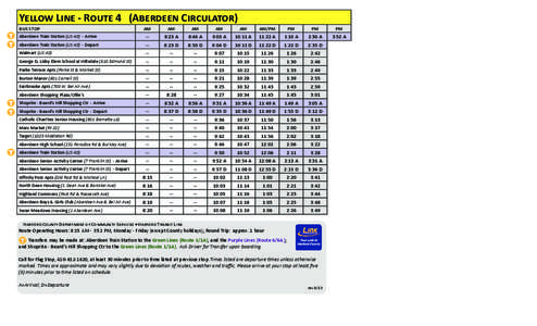 Yellow Line - Route 4 (Aberdeen Circulator) Bus Stop AM  AM