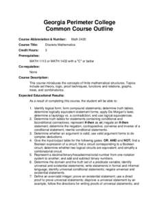 Georgia Perimeter College Common Course Outline Course Abbreviation & Number: Math 2420