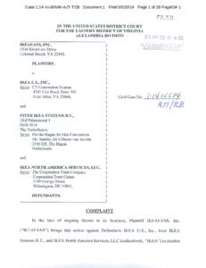 Case 1:14-cv[removed]AJT-TCB Document 1 Filed[removed]Page 1 of 28 PageID# 1  PILED IN THE UNITED STATES DISTRICT COURT FOR THE EASTERN DIST