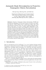 LNCSAutomatic Rank Determination in Projective Nonnegative Matrix Factorization