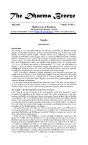 The Dharma Breeze ________________________________________________________________ May 2012 Volume XVIII-1 Maida Center of Buddhism 2609 Regent Street, Berkeley, CA 94704