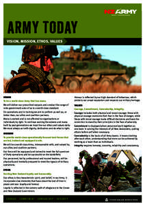 army today vision, mission, ethos, values Vision To be a world-class Army that has mana.