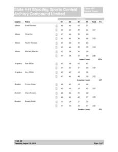 Class 407 Senior Team State 4-H Shooting Sports Contest Archery Compound Limited