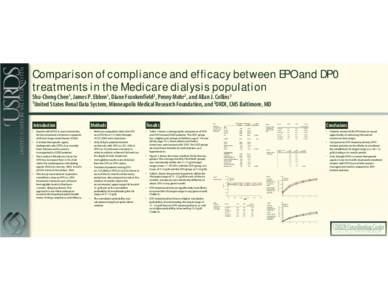 Comparison of compliance and efficacy between EPO and DP0 treatments in the Medicare dialysis population Shu-Cheng Chen1, James P. Ebben1, Diane Frankenfield2, Penny Mohr2, and Allan J. Collins1 1United States Renal Data