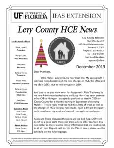 Levy County HCE News Levy County Extension Post Office BoxCouncil Officers