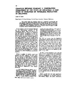 Champlin Refining Company V. Corporation Commission of the State of Oklahoma: A Case Study of Proration of Petroleum Production in Oklahoma