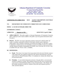 Government / Arkansas Department of Community Correction / Probation officer / National Probation Service / Probation / Violent and Sex Offender Register / Right to Information Act / Parole board / Law / Penology / Parole