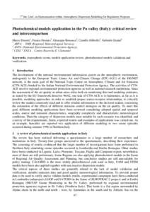 7th Int. Conf. on Harmonisation within Atmospheric Dispersion Modelling for Regulatory Purposes  3KRWRFKHPLFDOPRGHOVDSSOLFDWLRQLQWKH3RYDOOH\,WDO\FULWLFDOUHYLHZ DQGLQWHUFRPSDULVRQ Marco Deserti1, Franco Desia