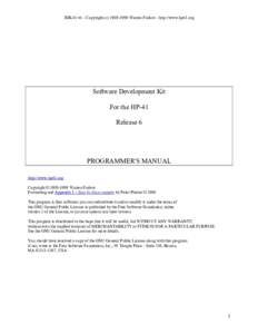 SDK41 v6 – Copyright (cWarren Furlow - http://www.hp41.org  Software Development Kit For the HP-41 Release 6